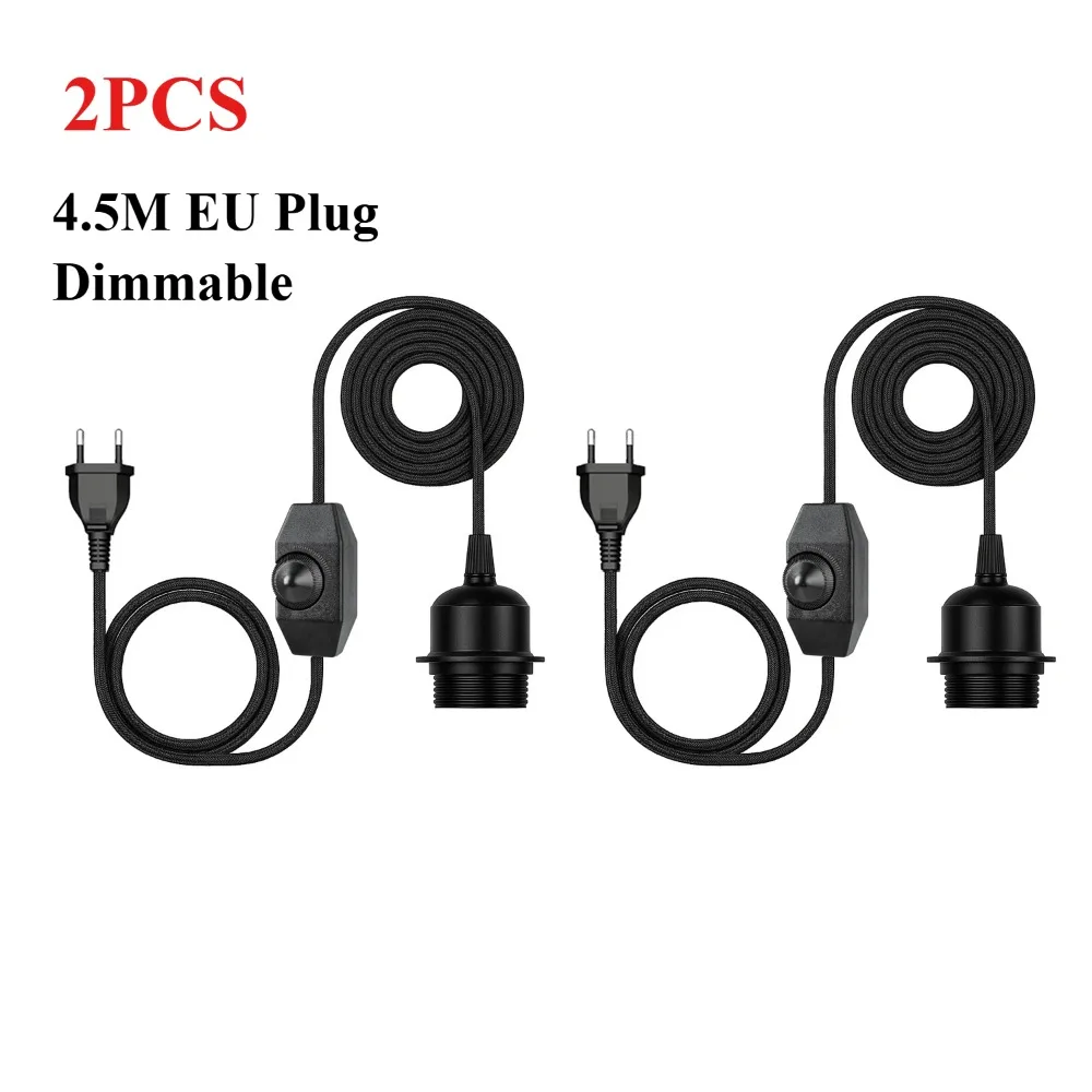 JOYINLED EU-Stecker Kabel mit Stoffummantelung und EIN/AUS Dimm-Schalter E27 Lampenfassung Steckkabel für DIY Pendelleuchten – Detail 2