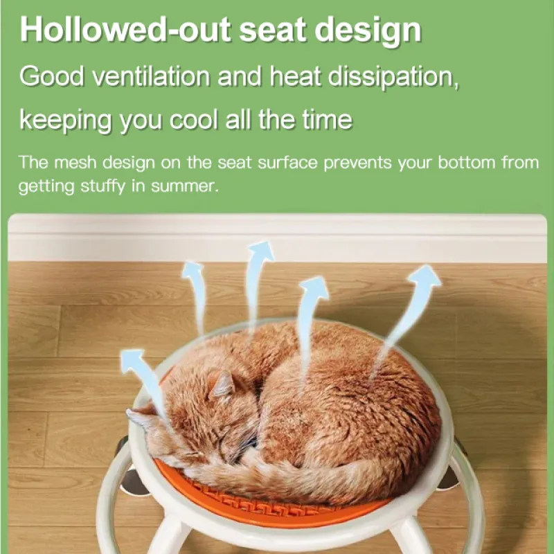 Ultifunctional Silent Swivel Stool with Wheel Shoe Portable Rotating Mesh Imitation Rattan Stool for Toddler Learning To Walk image 6