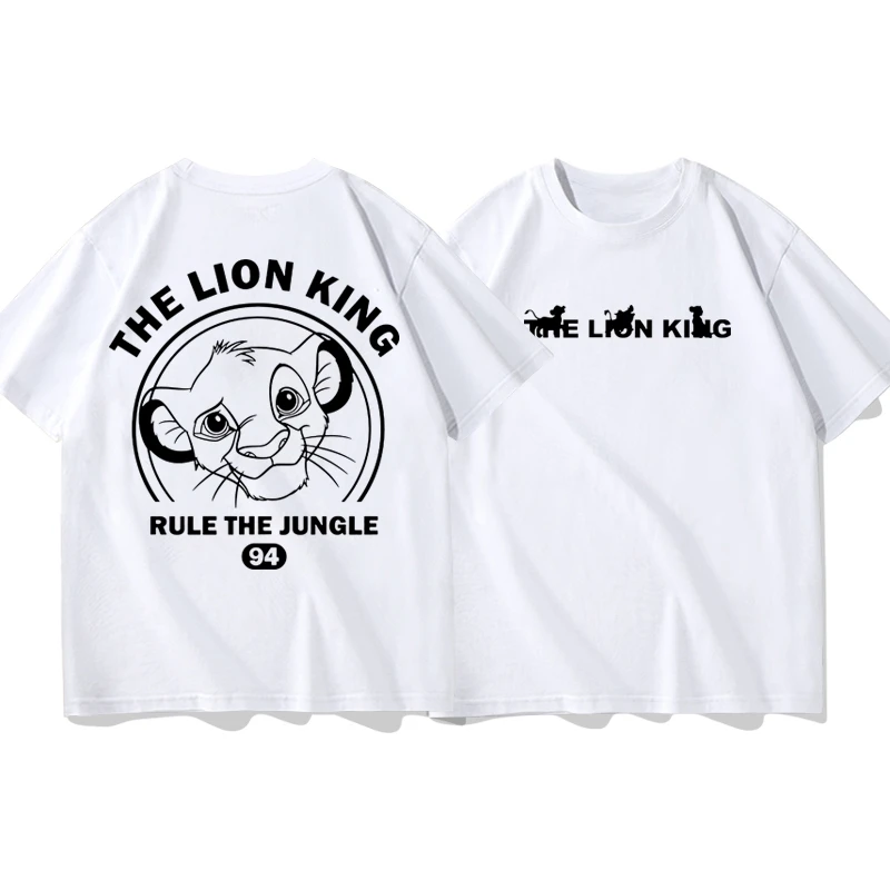 

Lion King Collaboration Short Sleeved Men's 2025 New T-shirt Large Size Loose Summer Pure Cotton Couple Half Sleeved Casual Top