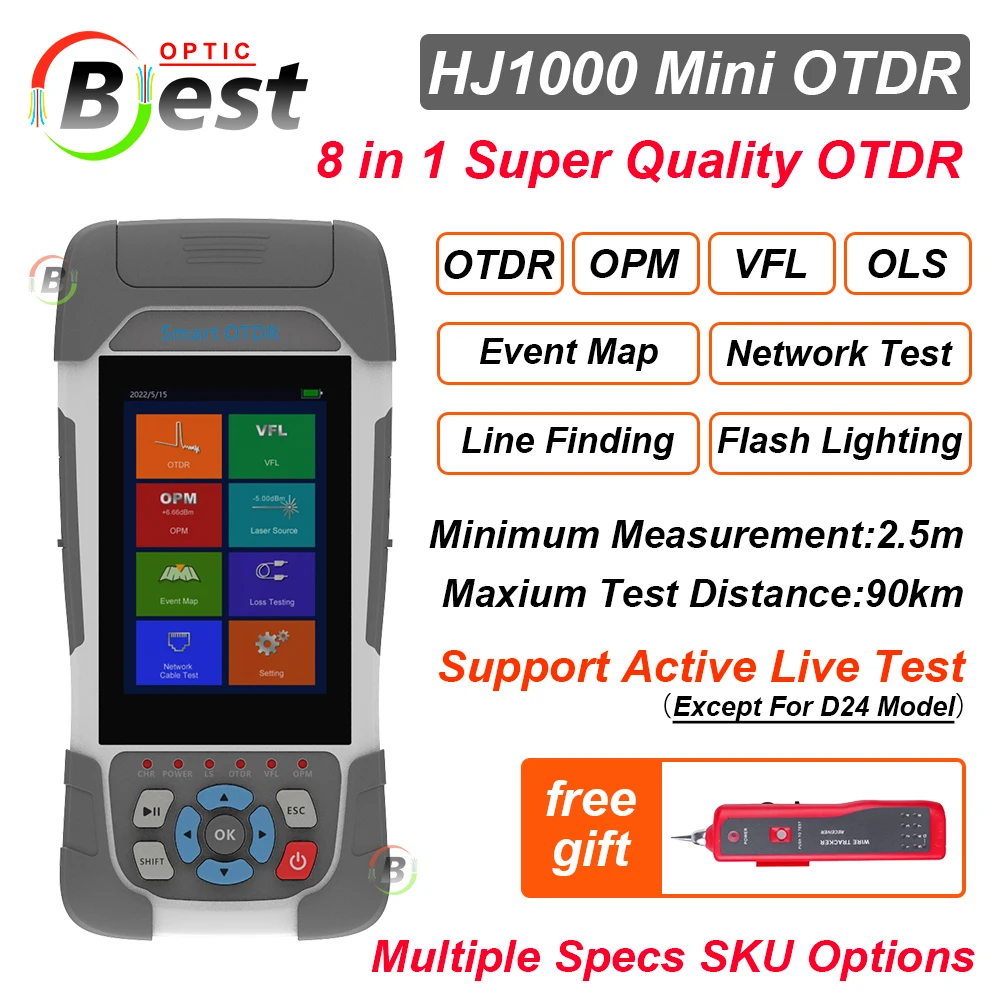 

Good Quality Mini OTDR 24/22db 8 IN 1 Portable Active Live Fiber Reflectometer VFL OLS OPM IOLA Event Map Ethernet