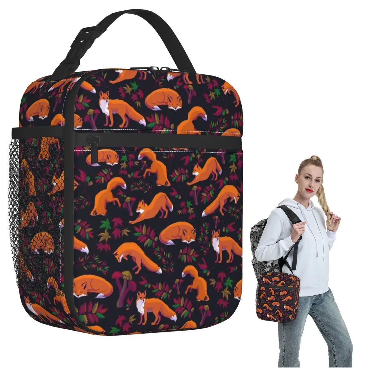 

Forest Fox Insulated Lunch Bag for Women Children Portable Food Boxes Thermal Lunch Box Tote