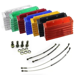 Pit Dirt Bike Radiator Motorcycle CNC Oil Cooler Cooling Kit with Hose Tube Drain Sump Plug Nut For Universal Motocross Parts