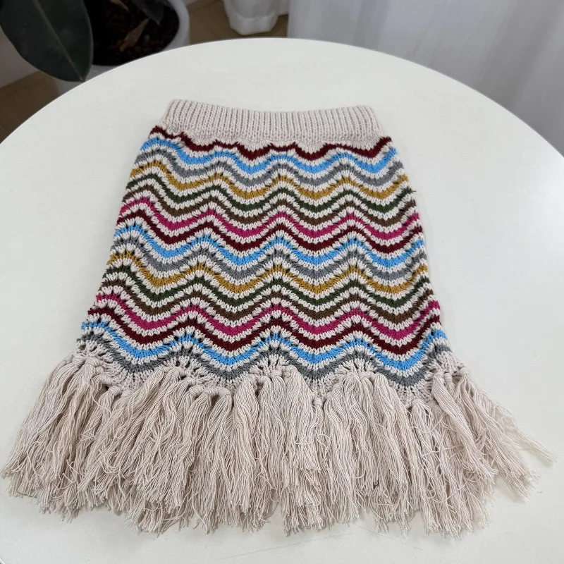 

Heavy Industry 8-color Wavy Striped Skirt Handcrafted Su Girls' Rainbow Woolen Skirt Dopamine Style 2025 Autumn/Winter