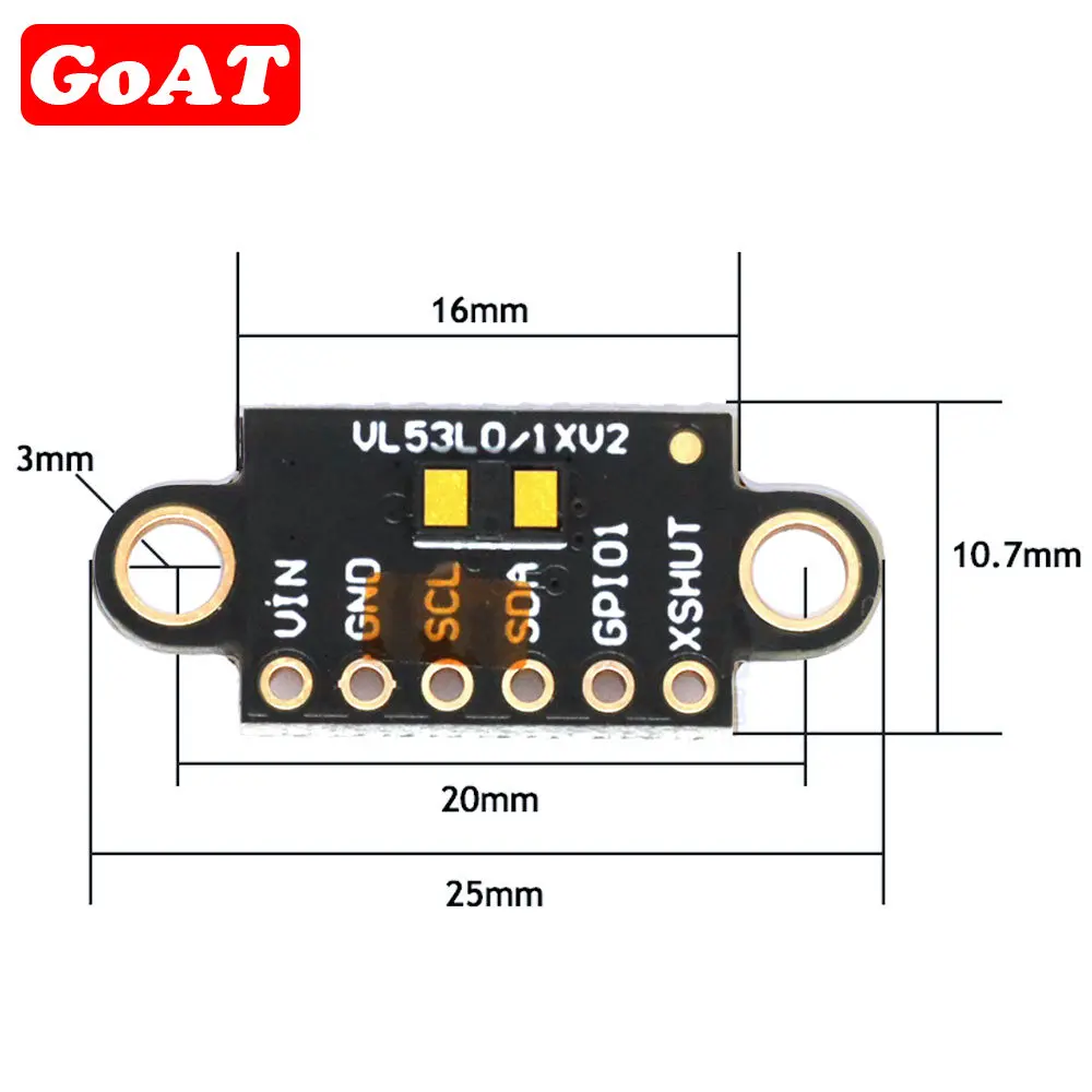 VL53L1X Módulo de Sensor de tiempo de vuelo de rango láser distancia 400cm Módulo de placa de extensión de medición para Arduino