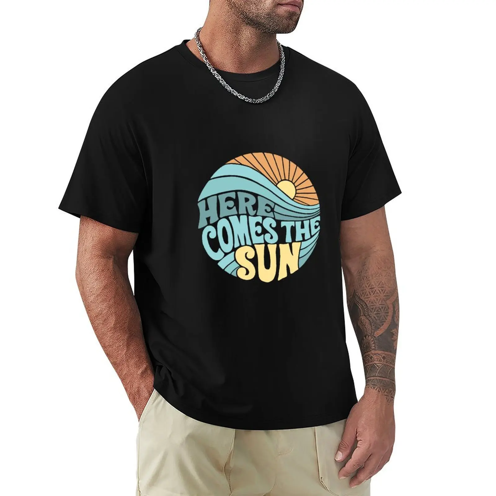 

Teal Groovy Here Comes the Sun T-Shirt anime tshirt graphic t shirts blue archive men t shirt