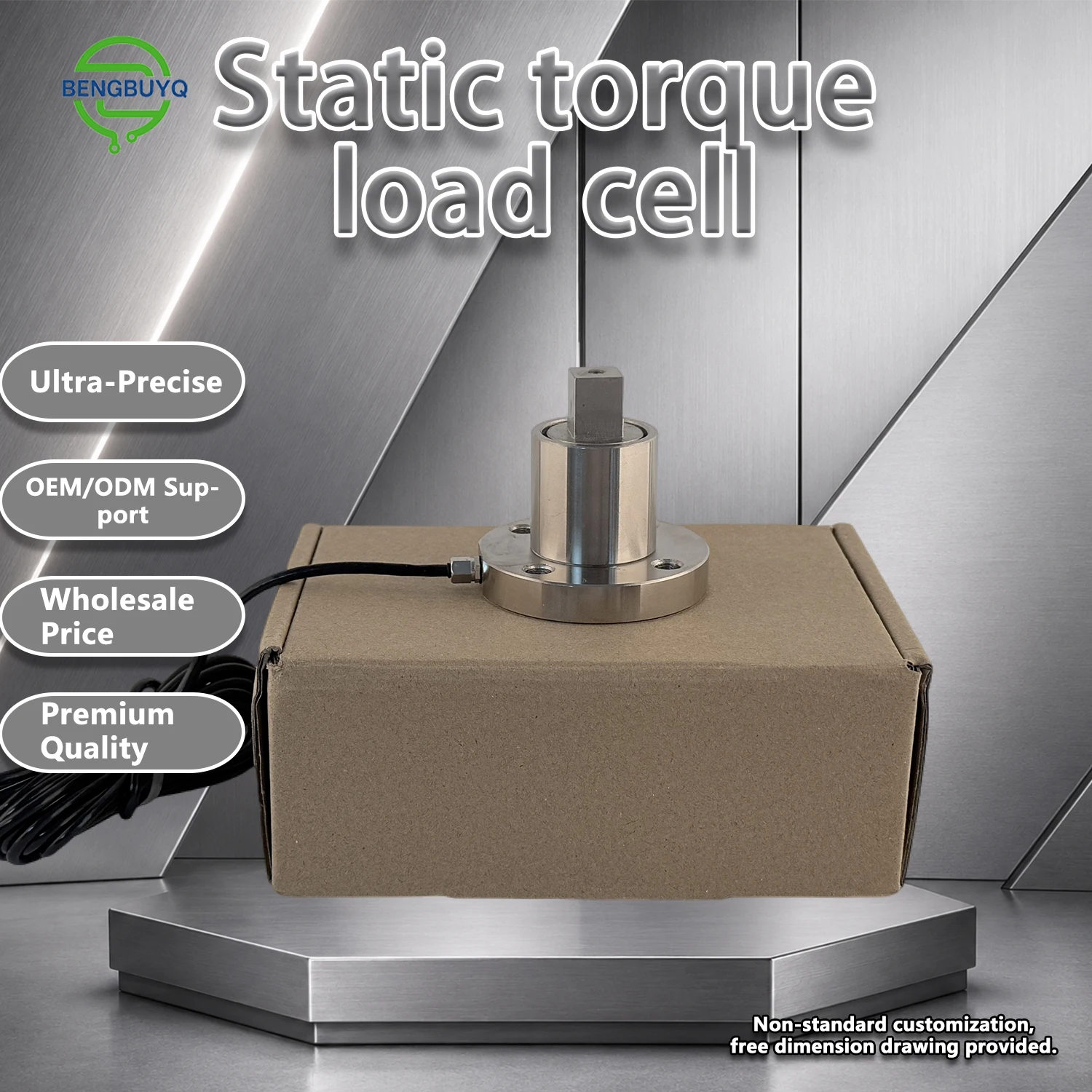 High Precision Static Torque Sensor 0-2000Nm Flange Type Square Drive Torque Transducer for Bolt Tightening Detection