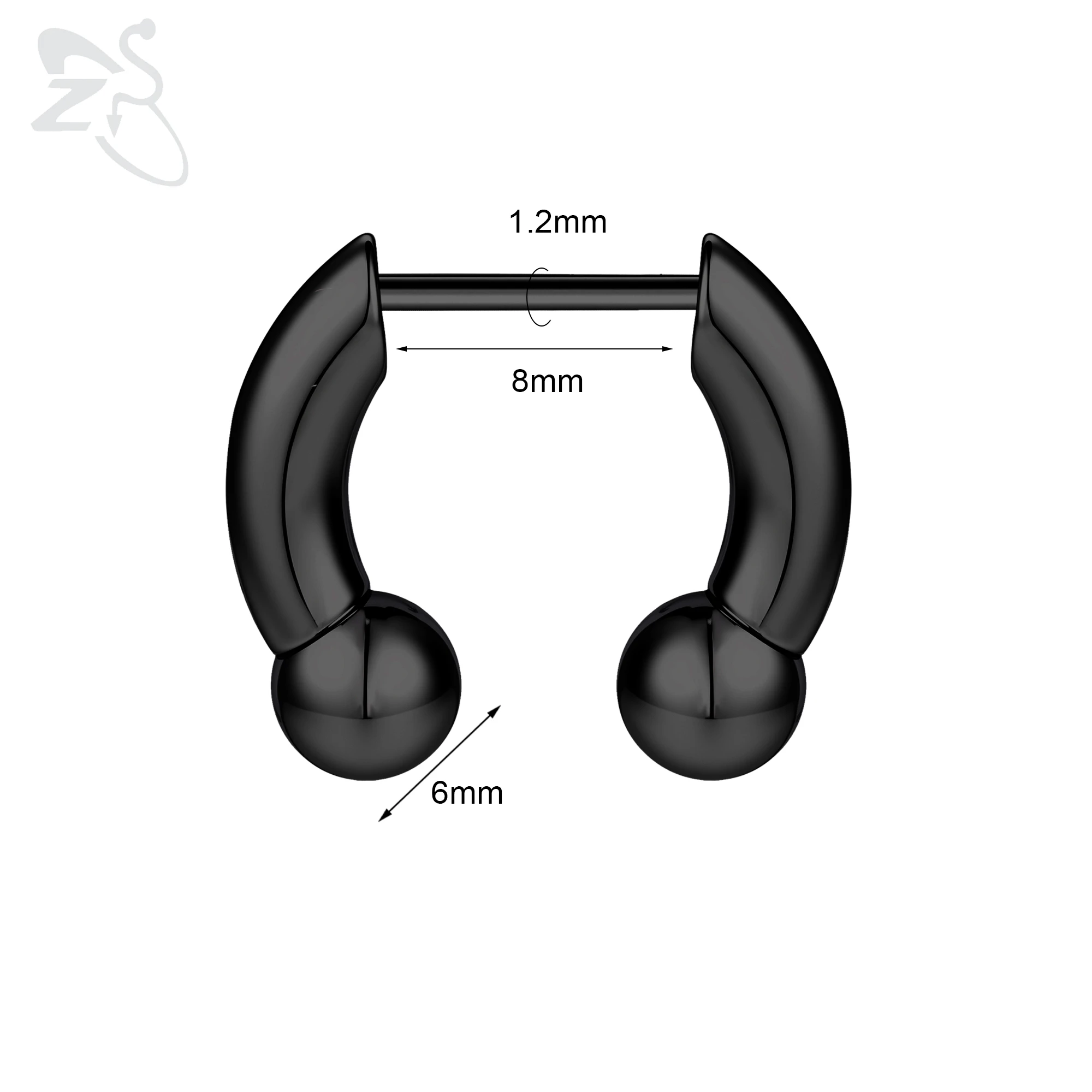 ZS 1PC 16G Buffalo Horn Nasenpiercing Edelstahl Pincher Plug In Septum Ring Keil Expander Gold Farbe Nasenring 8mm