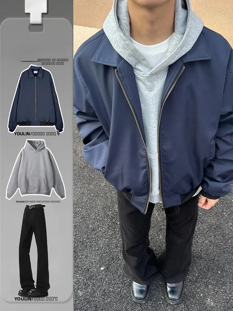 

Мужская куртка-бомбер American Sle Flight Jaet в королевском синем цвете, с отложным воротником, свободного кроя, на молнии...