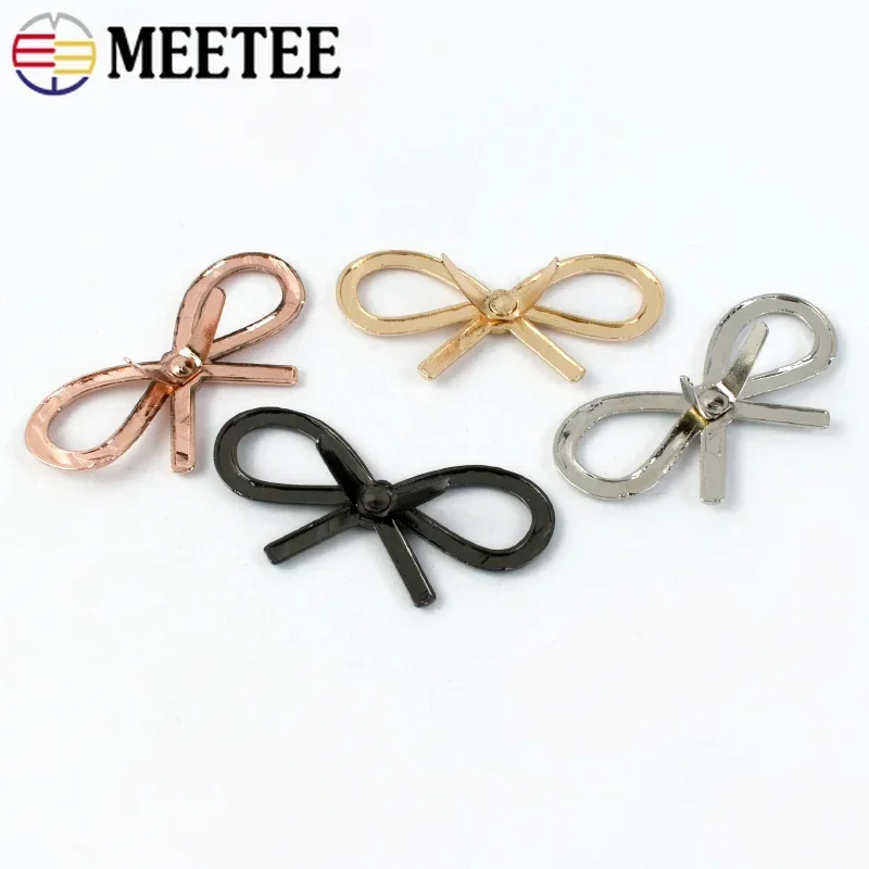 Meetee 5/10/20Pc 44*22mm Bow Shoes Buckle Metal Bags Clothing Decor Buckles DIY Leather Craft Luggage Hardware Accessories BD437