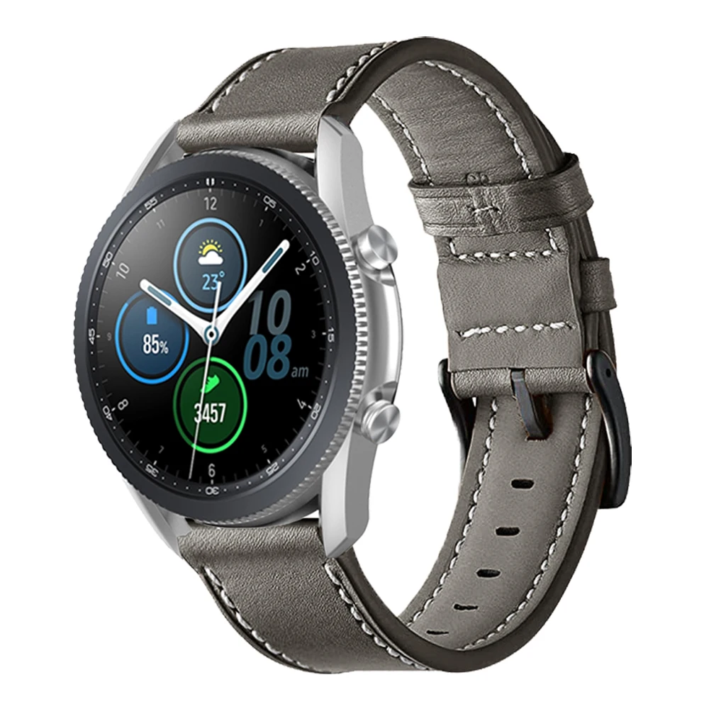 Pulseira de couro para Samsung Galaxy Watch, relógio esportivo clássico, pulseira, cinto de pulseira, Gear S3, Frontier, 3, 45mm, 46mm, 22mm