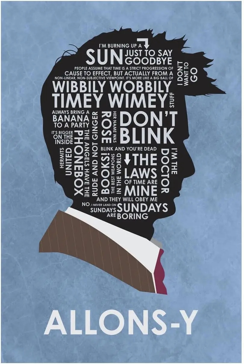 The Doctor. David Tennant. Allonsy. Giclee Art Print Poster by Artist Asher Person 12 x 18-aluminum