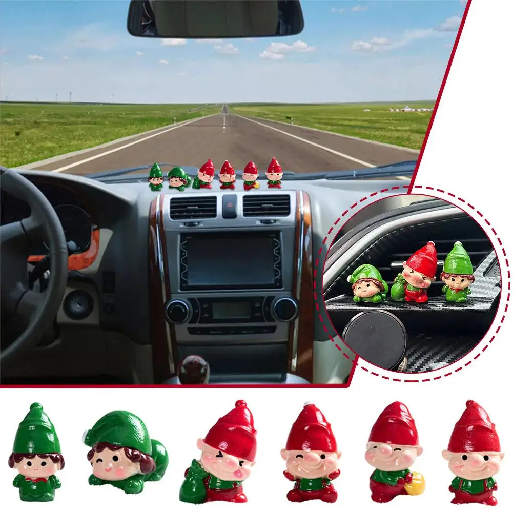 Car Christmas Elf Ornaments Auto Dashboard Center Console Home Desktop Ornament Mini Elf DIY Character Accessories Decorati L0K9