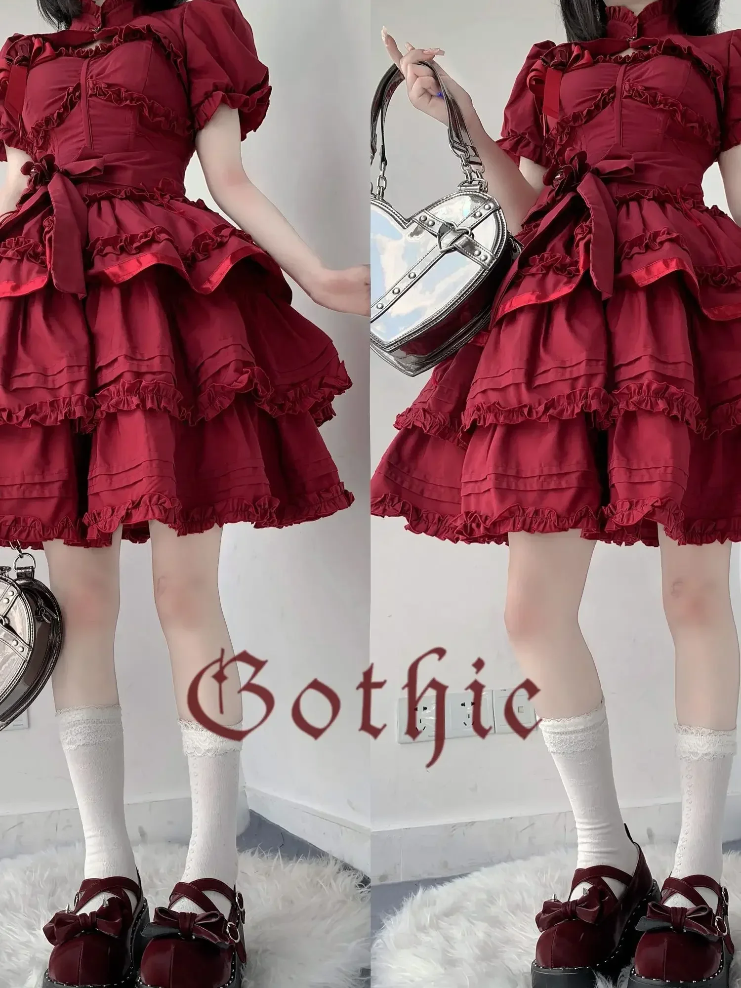 Vestido Vermelho Doce Lolita Princesa, Estilo Palácio, Arco De Renda, Fada Cosplay, Festa Gótica, Mini Vestidos, Roupa Jsk, Kawaii