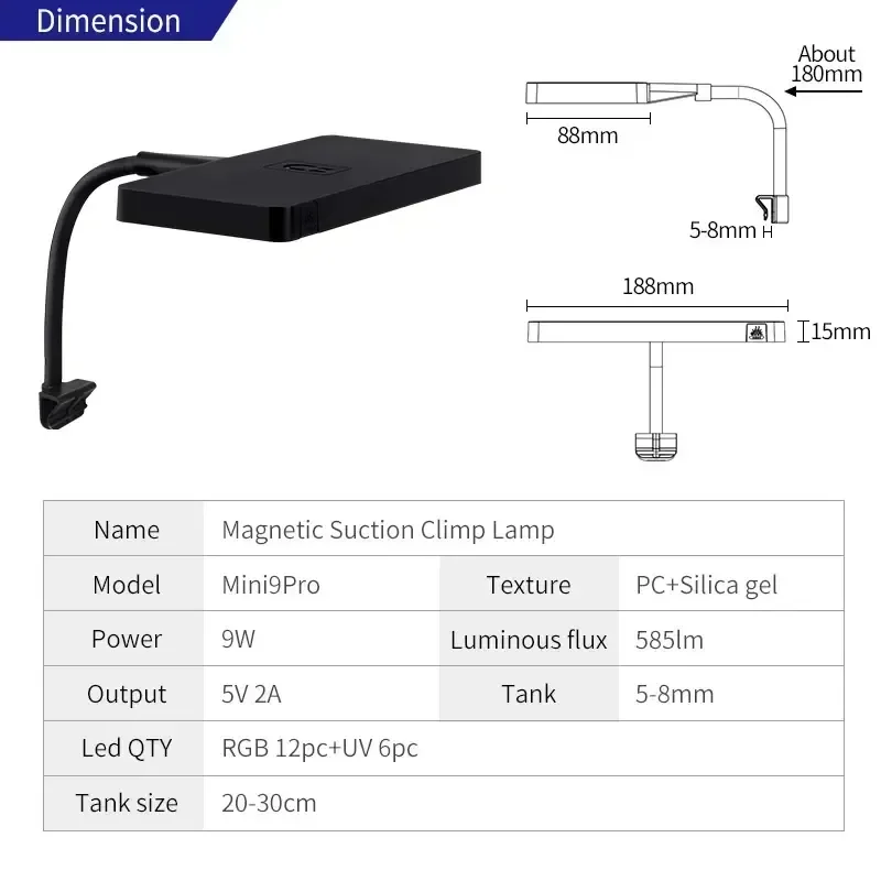 WEEK AQUA USB aquarium light Plant Grow Full spectrum LED Ecology Microlandscape light Nano aquarium light