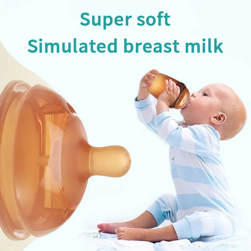 Silicone Nano Baby Bottle Nipple Feeding Bottles Nozzle Babies Weaning Anti-Choking Nipple for Baby 0-12Month 150ML/250ML