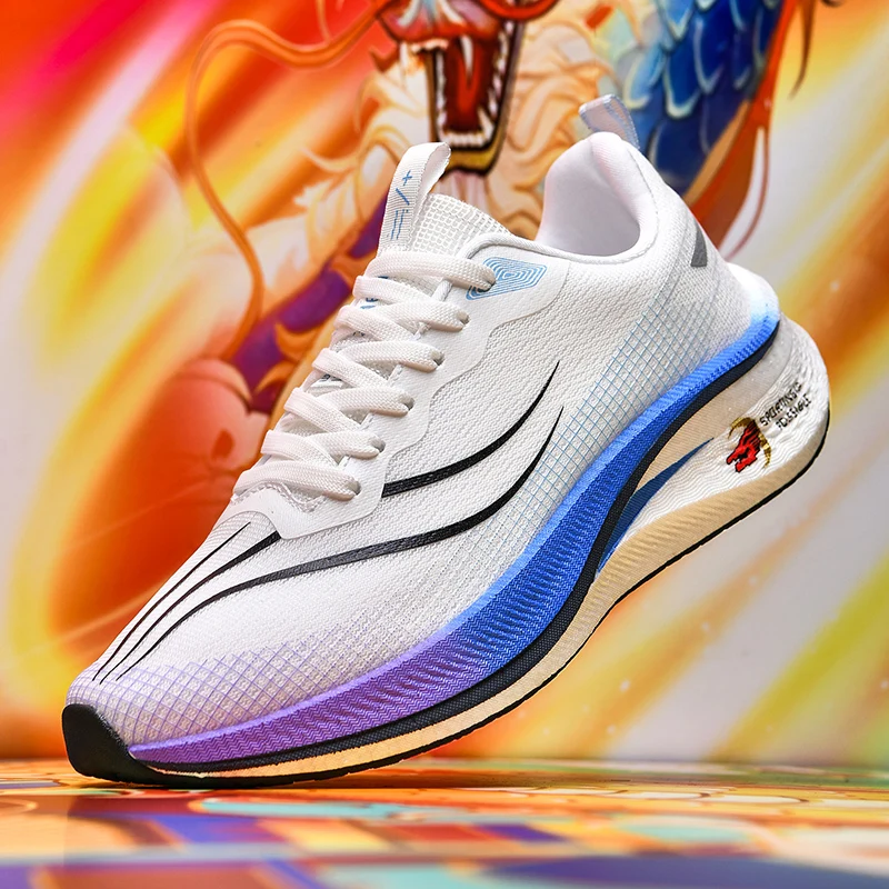 

Sports and leisure shoes, men's shoes, marathon oversized air cushioned shoes, fly woven all season rubber, wear-resistant, anti