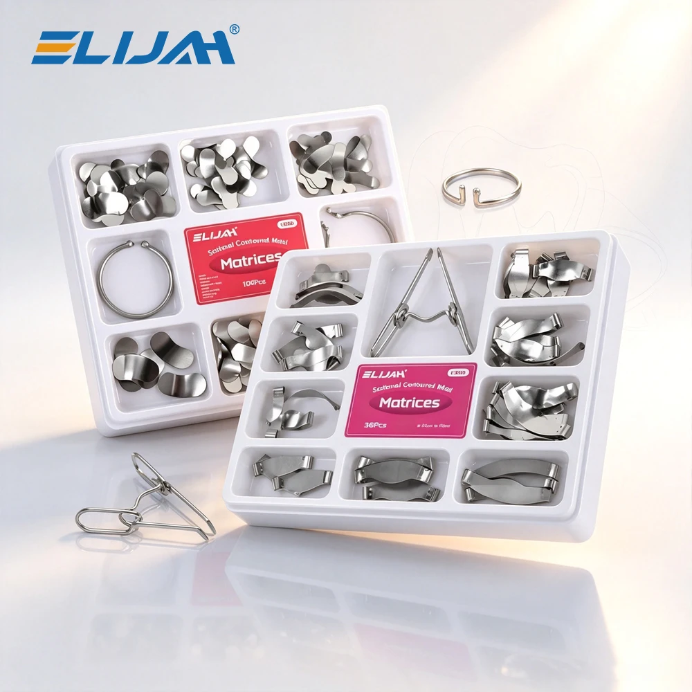 SYJH Matrices dentaires sectionnelles profilées en métal, Kit de matrices dentaires avec clips à ressort, anneaux, pinces et cales pour dentisterie 1.398/1.330