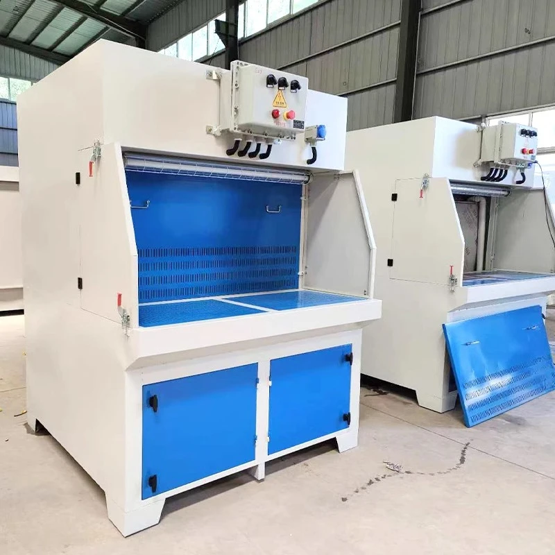 طاولة من الفولاذ الكربوني 2.2 كيلو وات لآلات التخلص من الغاز، خزانة ساندبلاستر جافة مخصصة لالتقاط الغبار الصناعي