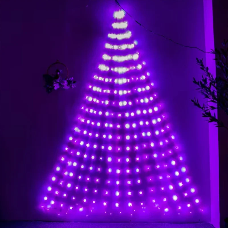 Halloween Fairy String Lights 600 LED Purple Waterfall Lights for Christmas Curtain Outdoor Tree Garlands Holiday Wedding Party