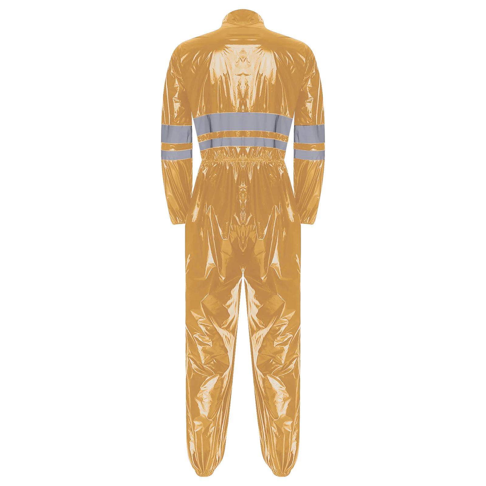 الرجال لامعة وضوح عالية المآزر مقاومة للماء ورشة عمل المصنع أزياء العمل طويلة الأكمام مرونة الخصر سستة بذلة #3