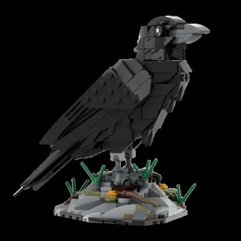 

Creative Animal Crow Building Blocks Moldel Crow Bird Bricks with Base Decorative Ornaments Assembly Toys Kids Birthday DIY Gift