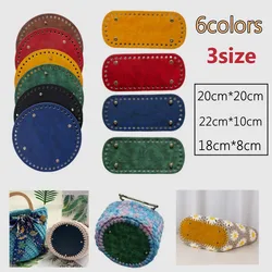 Retro 20cm Round Bottom Oval Bottom For Knitted Bag PU Leather Pad Handcraft Bag Base With Holes DIY Crochet Bag Accessories