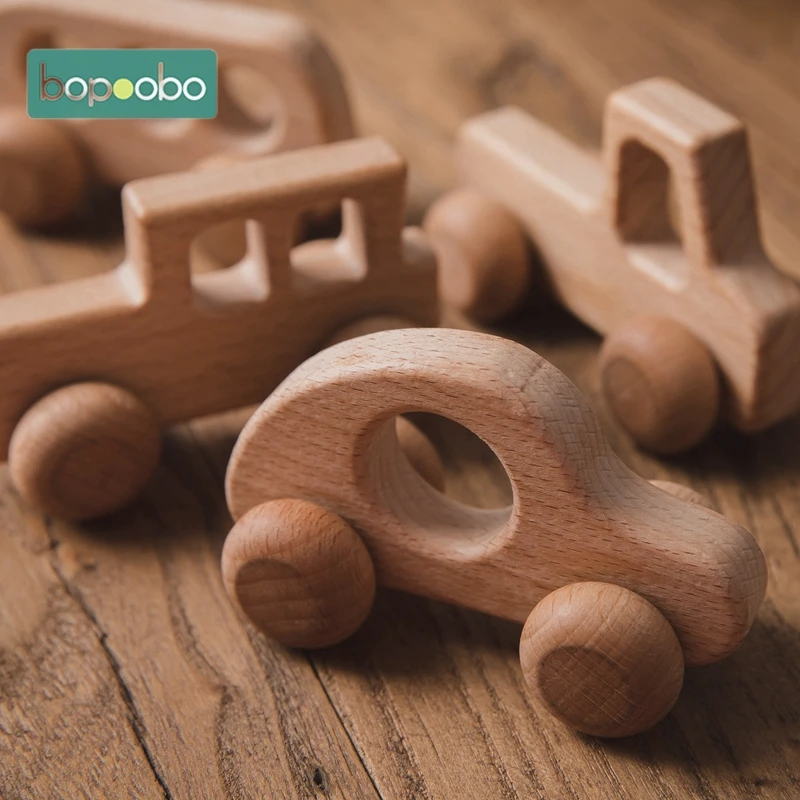 1PC giocattolo per bambini blocchi di legno di faggio Cartoon Car giocattoli educativi Montessori accessori per bambini in legno massaggiagengive in legno giocattoli per bambini regali