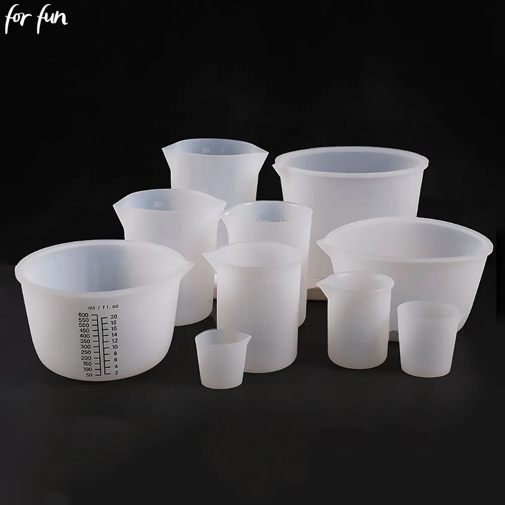 For fun 30ML-1000ML Silicone Measuring Cup Transparent With Scale Separating Cups DIY Cake Epoxy Resin Jewelry Making Tools