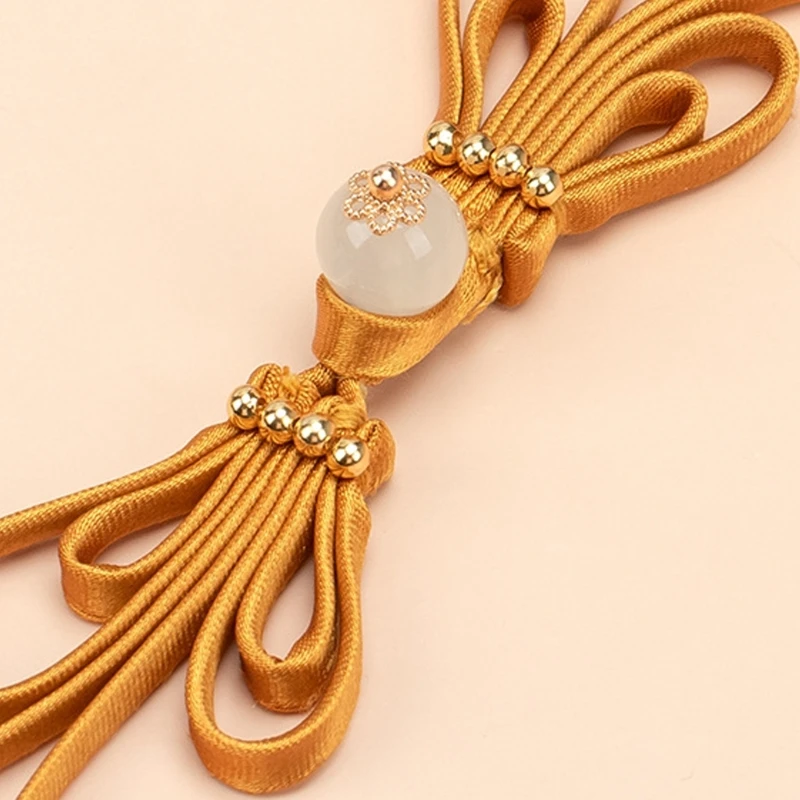 6Pcs Adjustable Cheongsam Button Ornament With Beads For Wedding Party Outfits