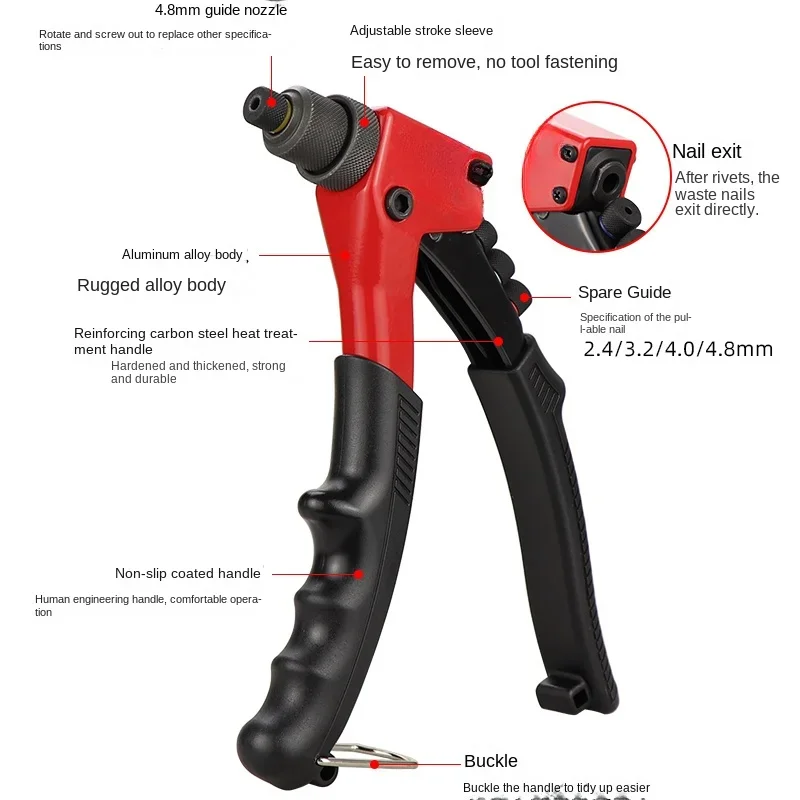 BT958 Prego manual Puxando Gun, Alicadores Rebite, Rebite Cego, 2,4-4mm