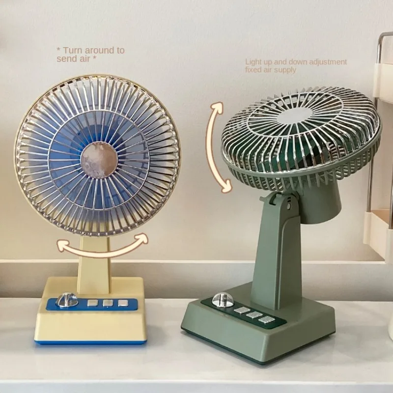 Retro Fan Desk Fan Portable, Large Wind Quiet Fan.Dormitory Office Usb Rechargeable Fans Small Desktop Electric Fan Cooling Fans