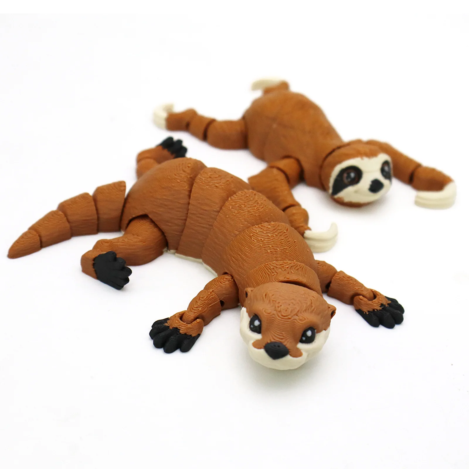 Cute Otter 3D Printed Toys Simulation Animal Joints Movable Otter Sloth Toy Model 2Pcs/Set Desktop Ornaments Children Gifts