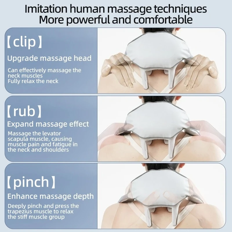 Source Factory Intelligent Shiatsu Smart Electric Tension Portable Pressure Point Pillow Neck Massager for Back Shoulder