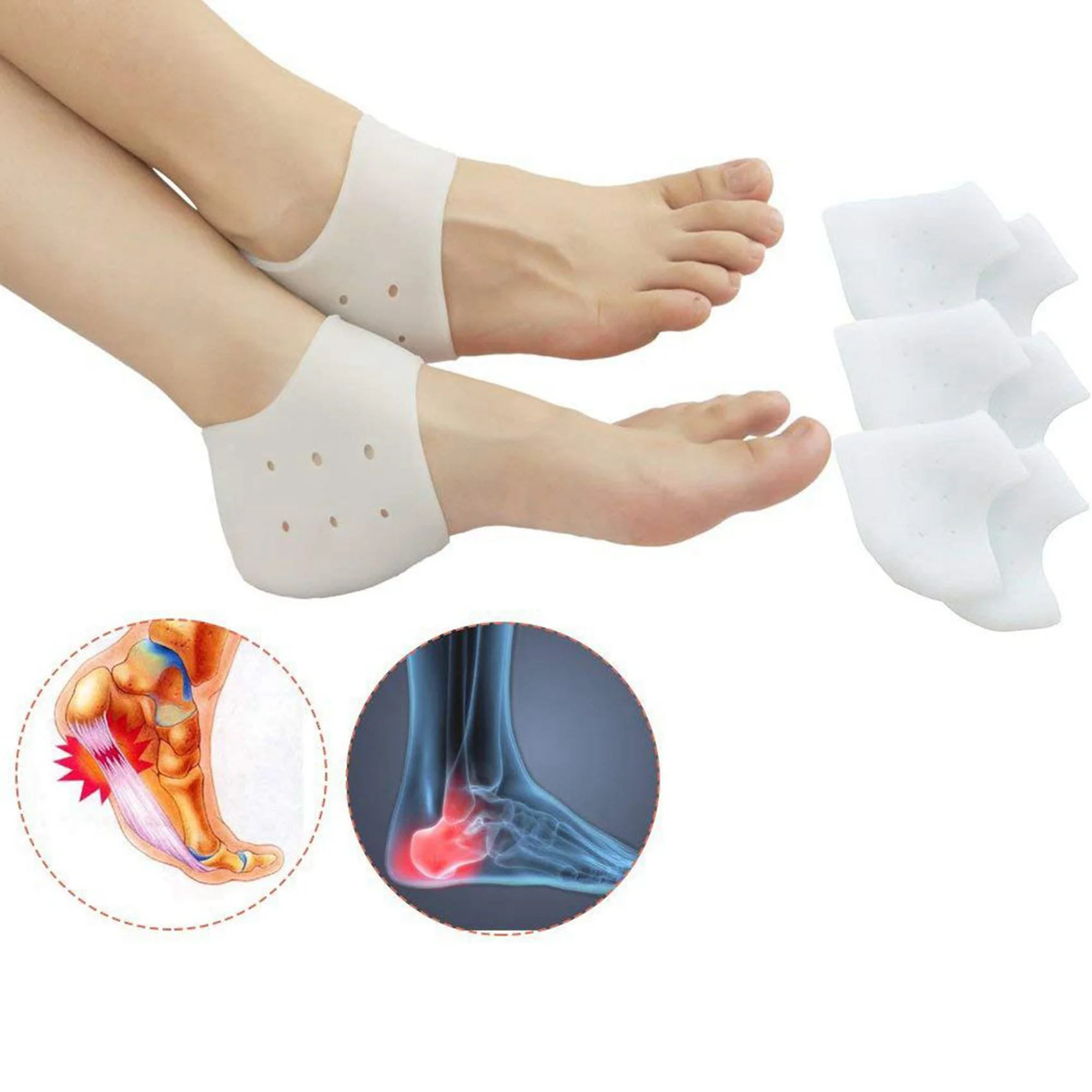 ABUM-Heel Cups Plantar Fasciitis Inserts, Gel Heel Pads Cushion New Material (6 Pairs) Great For Heel Pain