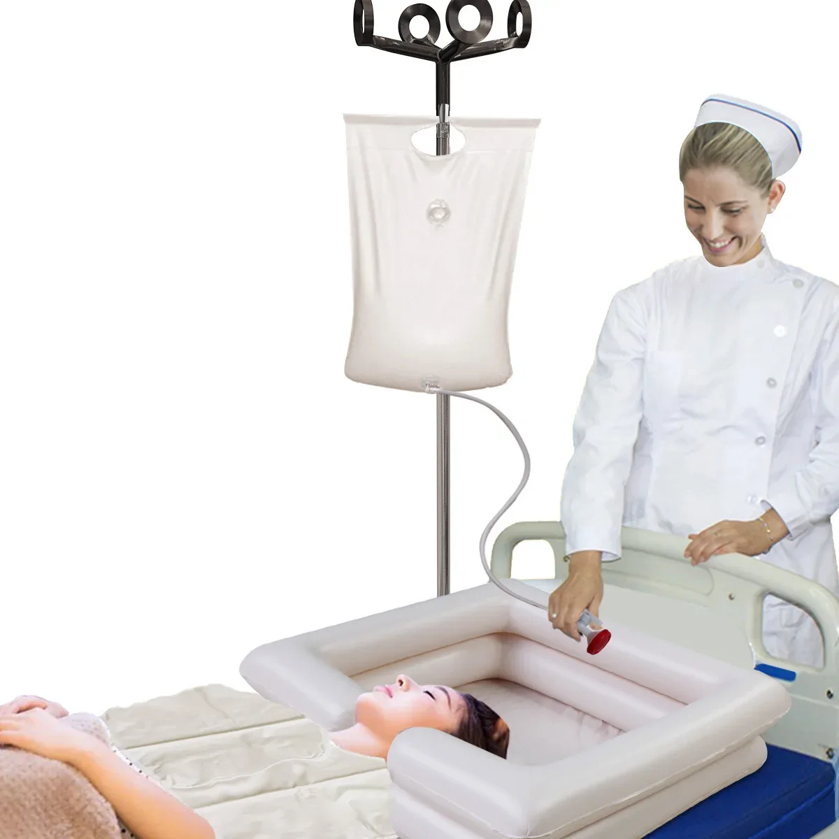 Inflatable Bedside Shampoo Basin Hair Washing Bedside Shower System In Bed Bath Bedridden Disabled Elderly Pregnancy Hair Washer