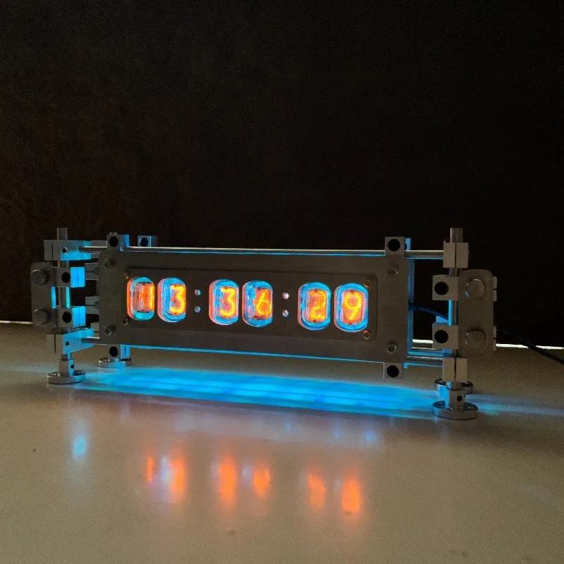 Customizable Orologio a tubo luminoso retrò Orologio da tavolo digitale a tubo metallo Orologio creativo di lusso unico
