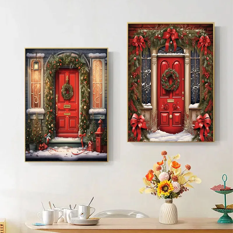 

CHENISTORY Oil Painting By Number Door Scenery Drawing On Canvas Picture By Number Christmas Gift Kits Home Decor