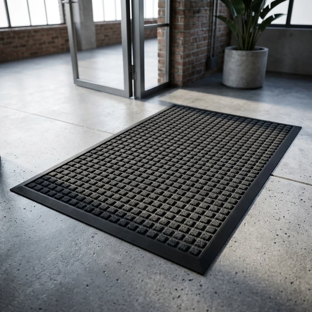 Premium Checkered Pattern Rectangular Carpet Machine Washable Stain Slip Resistant Natural Rubber Odorless Door Mat High Quality