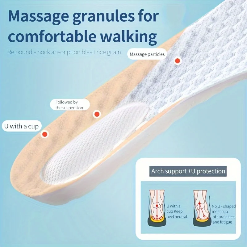 1 Paar 4D Sport-Einlegesohlen TPU Latex Memory Foam Einlagen für Herren Weiche Fußunterstützung Schuhpolster Atmungsaktive Sport-Einlegesohlen Fußpflege – Detail 5