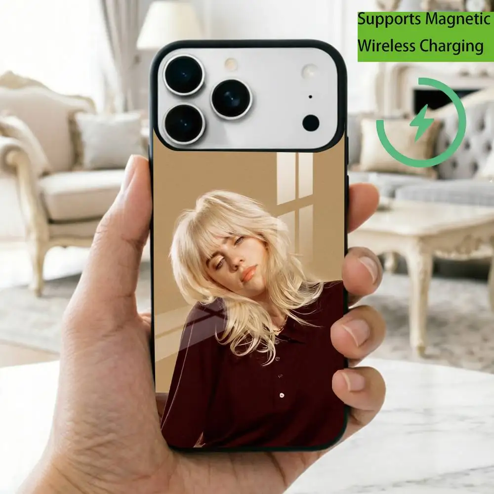 R-Rapper B-Billie E-Eilish Phone Case For iPhone17,16,15,14,13,12,11 Plus,Pro Magnetic with Magsafe Wireless Charging Gift