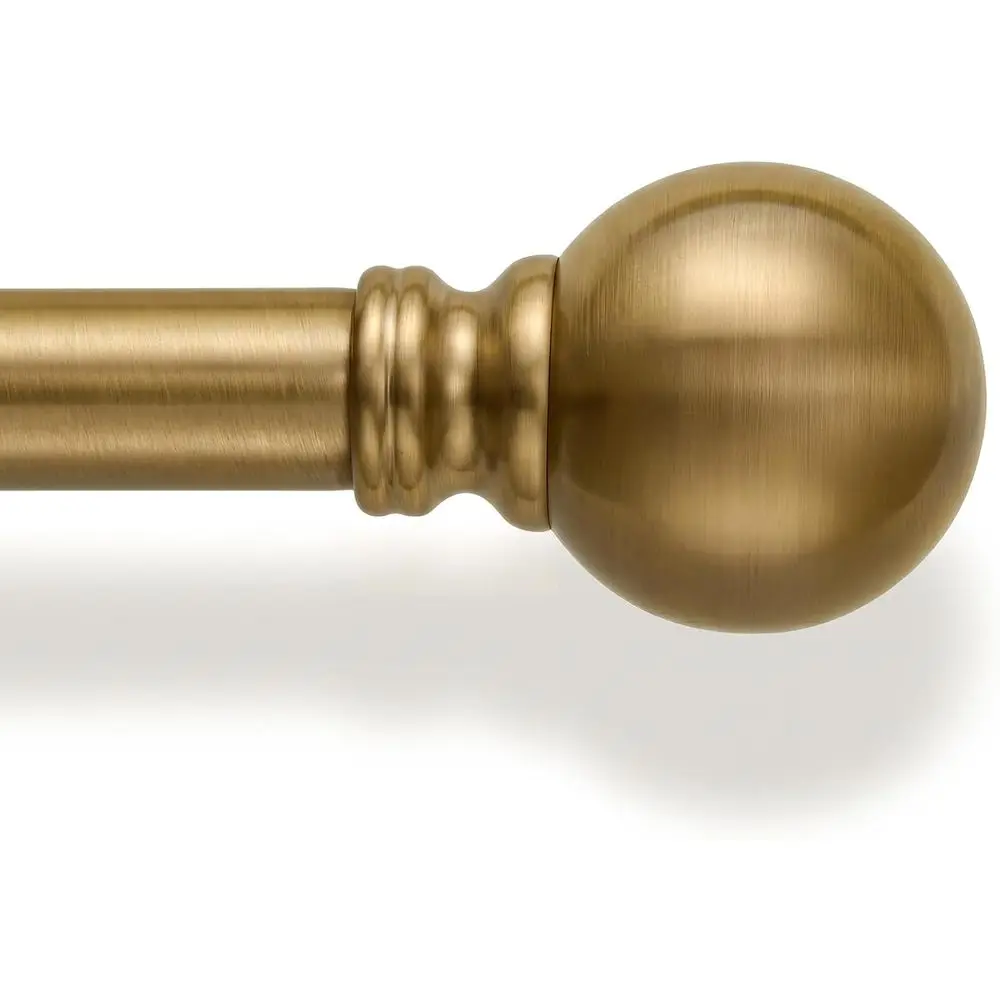 Warm Gold Curtain Rods 72 to 144 Inch Brass Extra Long Heavy Duty Adjustable 1 Diameter Vintage Brushed Bronze Metal Finials Ant