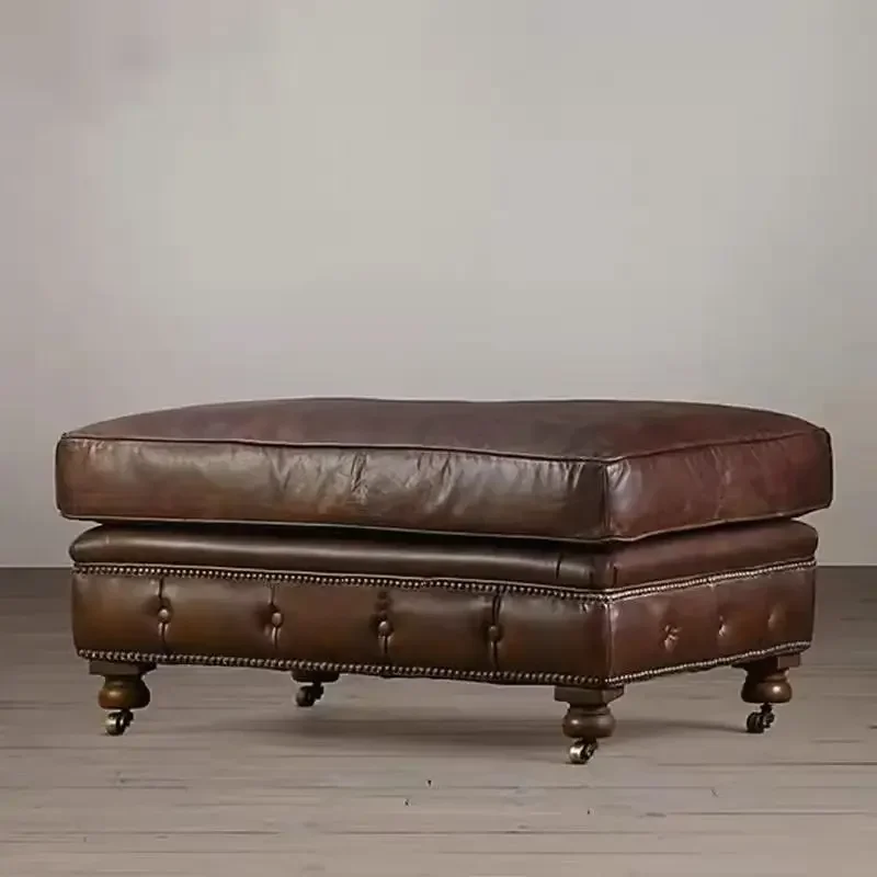 retro rivet sofa stool, living room stool, cloakroom, fitting, bedside, leather light luxury shoe changing