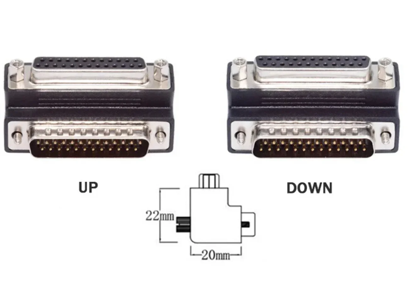 90 Degree Up Down Elbow DSUB D-SUB DB25Pin Parallel Male To Female 25 pin M-F Adapter Cable Male with Screws LPT/AES/EBU Header