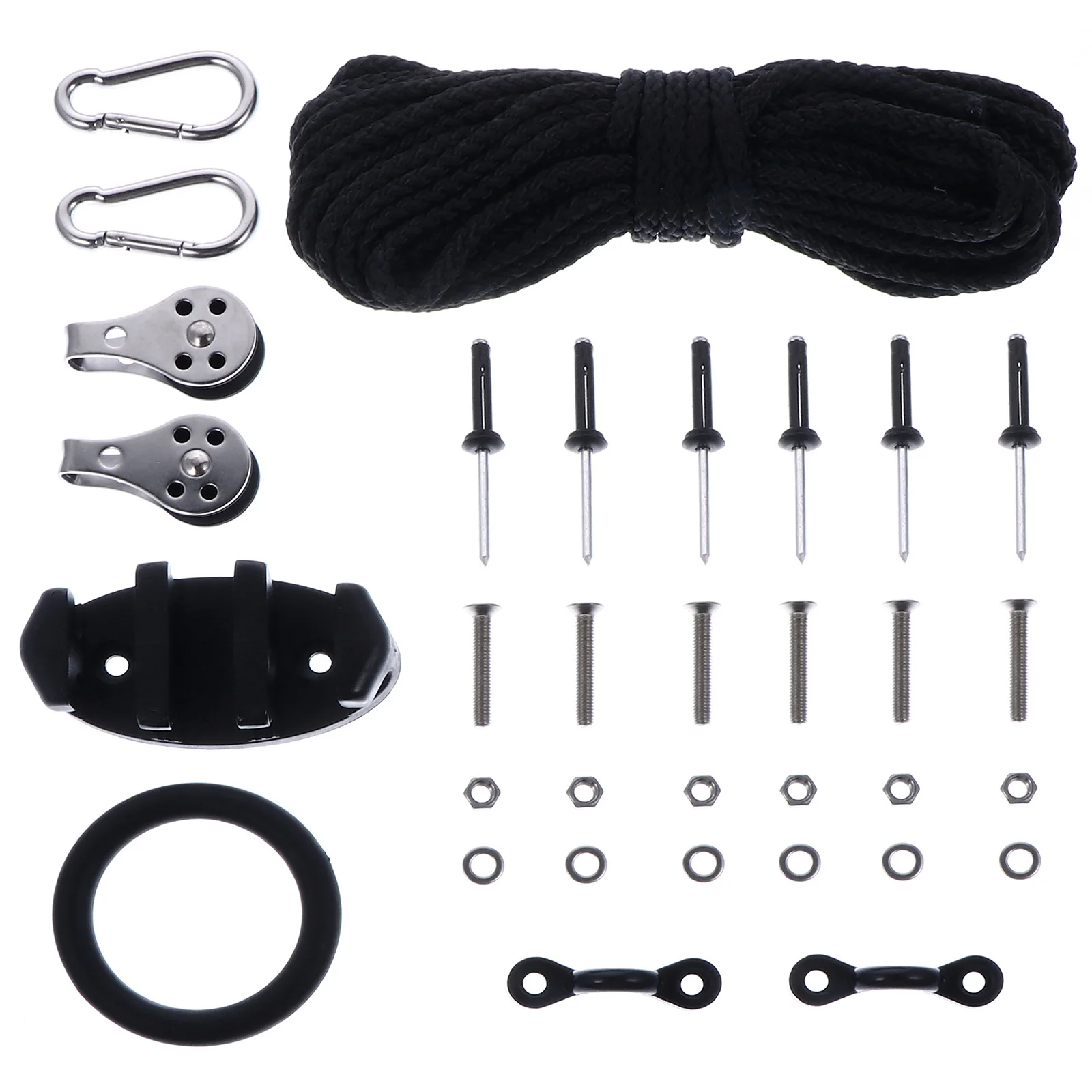 

Kayak Anchor Trolley Kit Canoe Boat Fishing Deck Loop Pulley System Elastic Rope Buckle Set Stabilize Kayak Boats Marine
