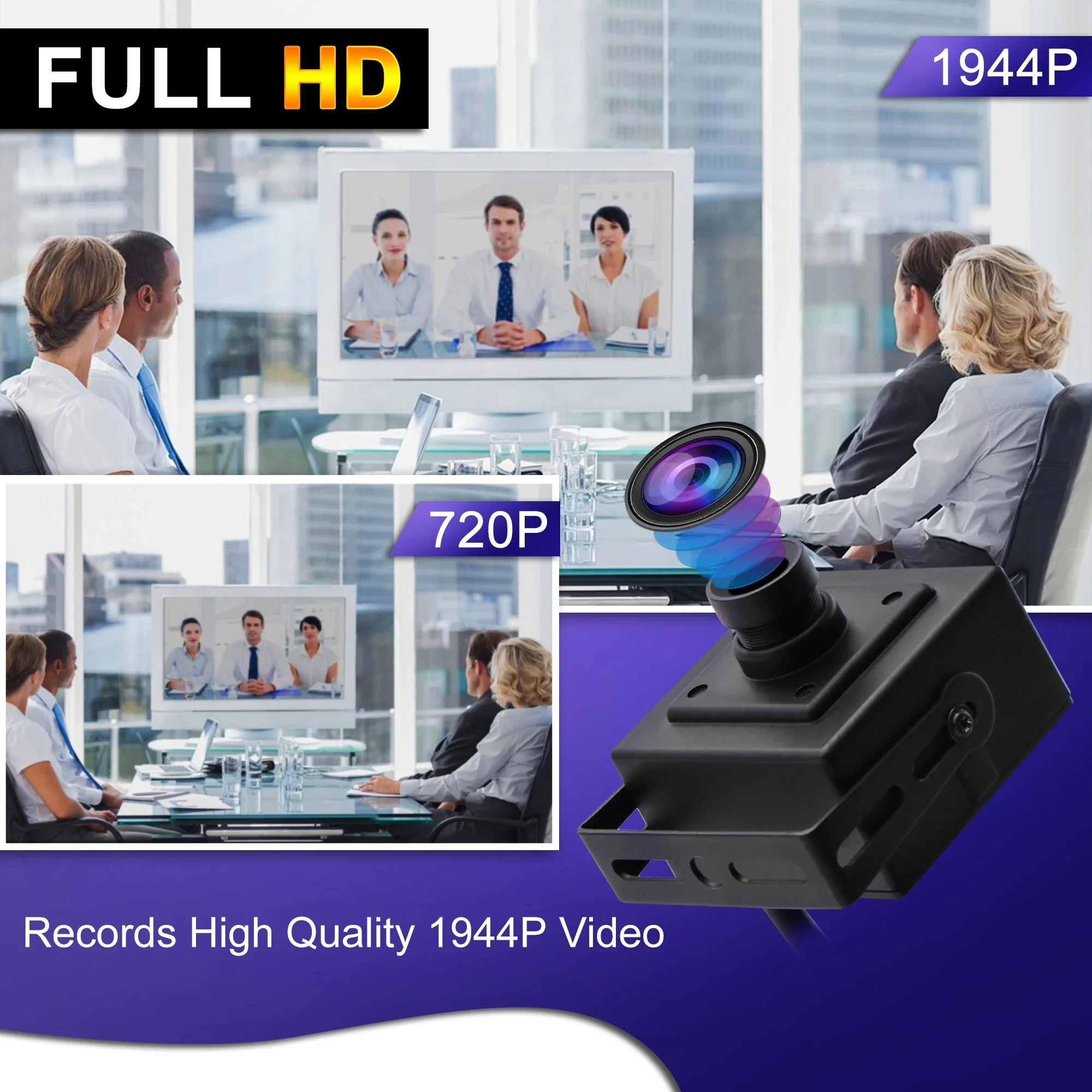 Fotocamera USB grandangolare da 5 MP CMOS MI5100 Webcam USB di sicurezza con obiettivo M12 senza distorsione per streaming live, scansione