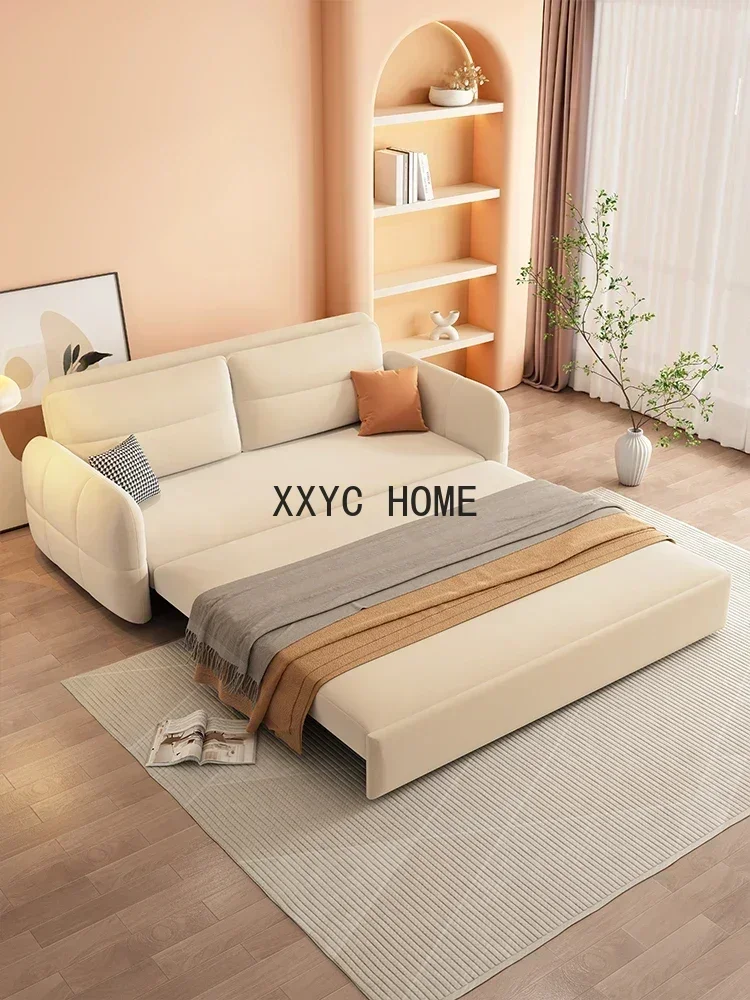 Small size puff sofa bed, new internet famous cream and air integrated folding multifunctional