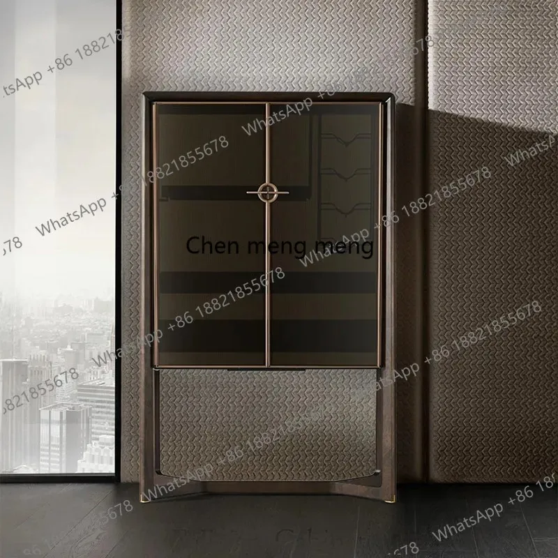 

RR Italian solid wood wine cabinet restaurant side wall luxury glass decoration modern storage cabinet