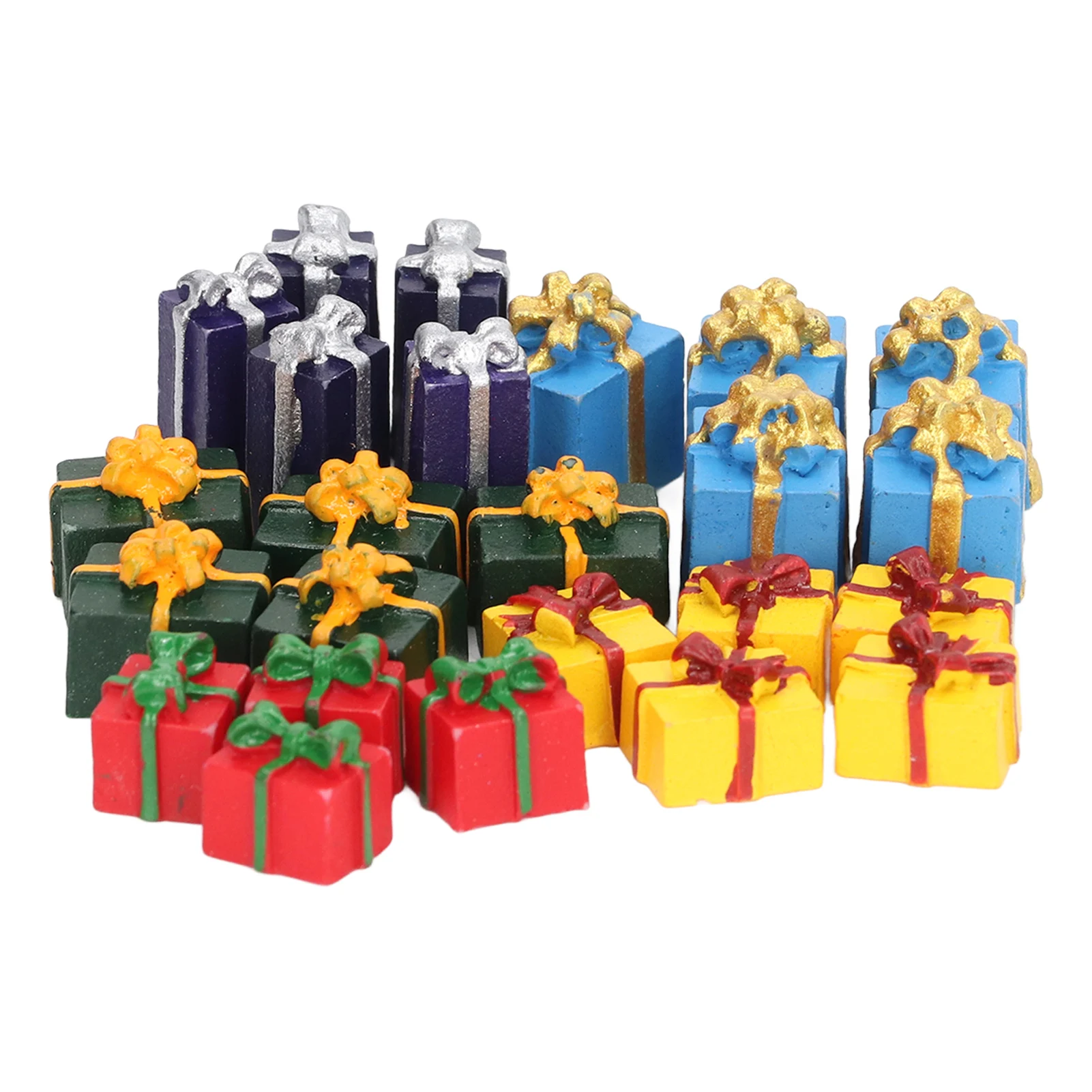 

25Pcs 5 Colors Resin Educational Mini Doll House Christmas Present Box Durable Ornaments for 1:12 Dollhouse Christmas Decoration
