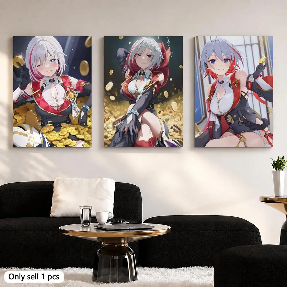 Topaz Honkai Star Rail Framed Wall Painting Ready to Hang Canvas Art Painting Poster for Living Room Bedroom Home Decor Decals