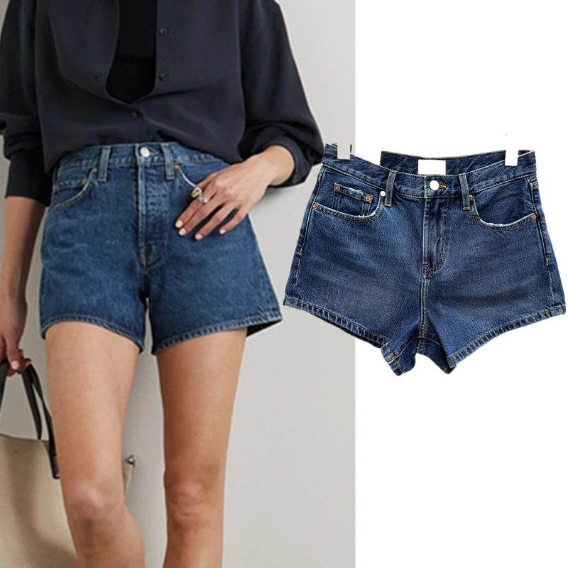 

Maxdutti 2026 Летние винтажные джинсовые шорты-бермуды с высокой талией, свободные джинсовые шорты, женская одежда